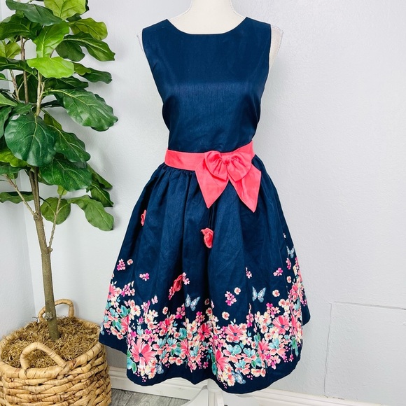 Lilt Blue Bow Butterfly Circle Dress - Picture 1 of 7